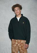 Carhartt WIP American Script Half Zip Sweatshirt in Green