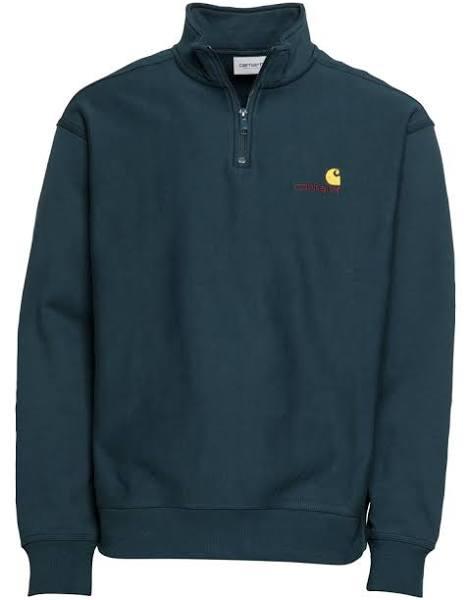 Carhartt WIP American Script Half Zip Sweatshirt in Green