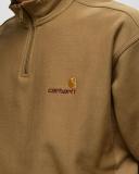 Carhartt WIP American Script Half Zip Sweatshirt M / Brown / Larch