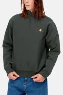 Carhartt WIP Half Zip American Script Sweat Dark Cedar Colour: Dark CE