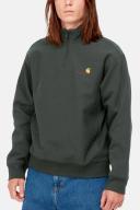 Carhartt WIP Half Zip American Script Sweat Dark Cedar Colour: Dark CE