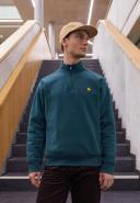 Carhartt WIP Half Zip American Script Sweatshirt in Botanic S