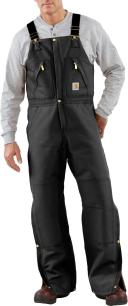 Carhartt Zip to Waist Biberalls For Mens Black 34/28 R38-BLK-28-34