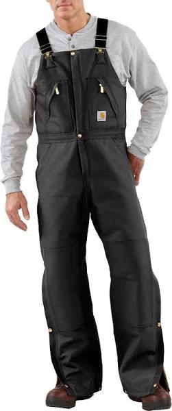 Carhartt Zip to Waist Biberalls For Mens Black 34/28 R38-BLK-28-34