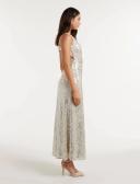 Carolyn Sequin Asymmetrical Gown in Silver, Size 10 | Polyester