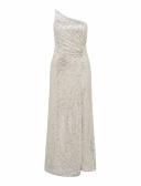 Carolyn Sequin Asymmetrical Gown in Silver, Size 10 | Polyester