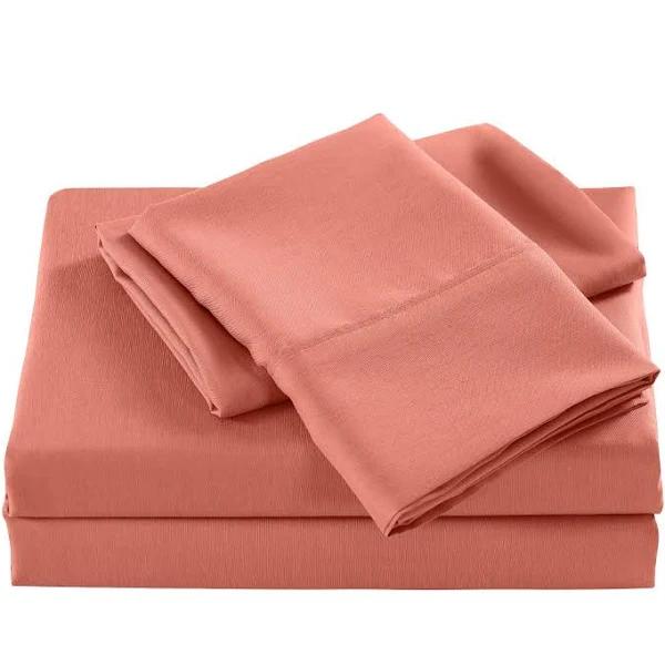 Casa Decor 2000 Thread Count Bamboo Cooling Sheet Set Ultra Soft Bedding - Single - Peach