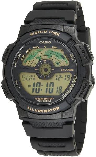 Casio AE-1100W-1AV Black Silver-Tone Digital Sports Watch