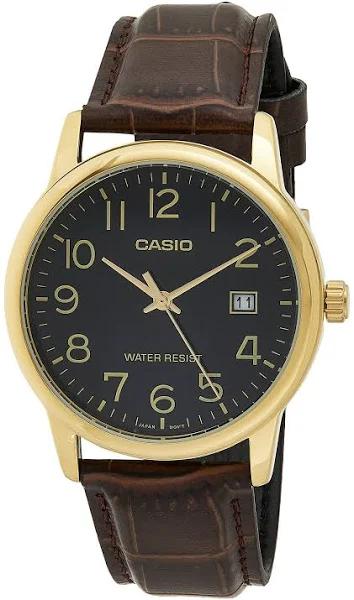 Casio Quartz Silver Dial Brown Leather MTP-1095E-7BDF MTP1095E-7BDF Men's Watch