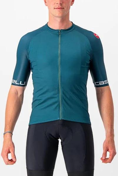 Castelli Entrata VI Short Sleeve Jersey - Deep Teal/Quetzal green/silver
