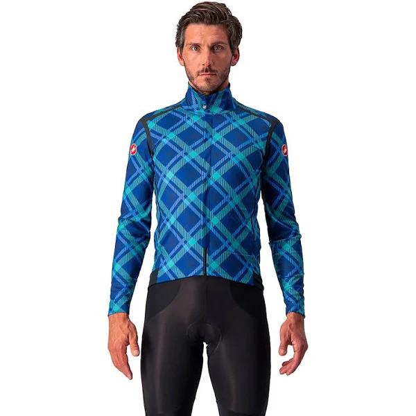 Castelli Perfetto Ros Plaid Long Sleeve Jacket - Ocean Blue/Malachite green/plaid