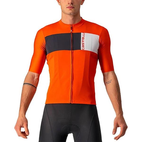 Castelli Prologo 7 Jersey - L - Fiery Red/Light Black/Ivory