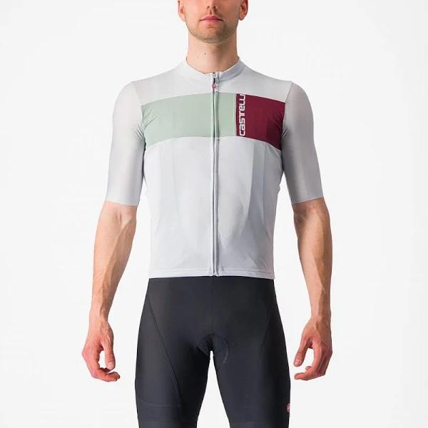 Castelli Prologo 7 Jersey - Silver Grey/Defender Green/Bordeaux