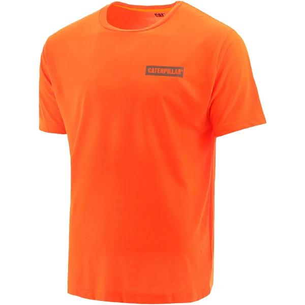 Cat Workwear - Icon Block Short Sleeve Tee - Hi-Vis Orange - M