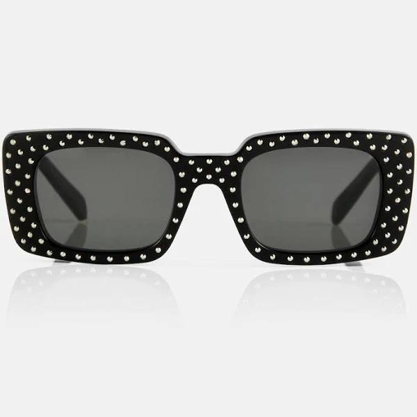 Celine Eyewear, Embellished rectangular sunglasses, Women, Black, Unisize, Sunglasses, Glass