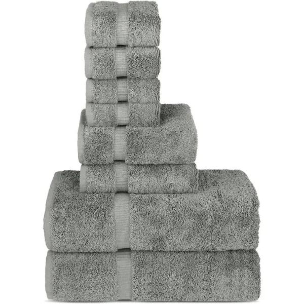 Chakir Turkish Linens Hotel & Spa Quality, Highly Absorbent Towel Set (Set of 8, Gray)