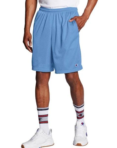 Champion 81622 407q88 Long Mesh Men's Shorts with Pockets - Swiss Blue, XL