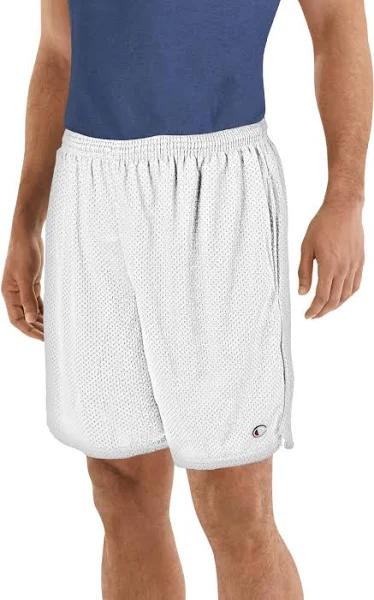 Champion 81622 407q88 Long Mesh Men's Shorts with Pockets - White, L