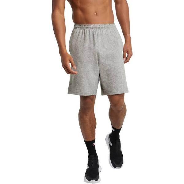 Champion 85653 Authentic Cotton Jersey 9-Inch Men's Shorts with Pockets - Oxford Grey, XL