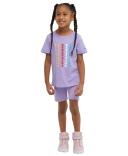 Champion Active Short Salty Purple Repeat Logo Tee & Bike Shorts 6x
