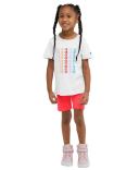 Champion Active Short White Repeat Logo Tee & Stone Red Bike Shorts 6x