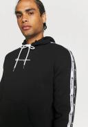 Champion Double Logo Tape Insert Cotton Terry Hoodie Black - M