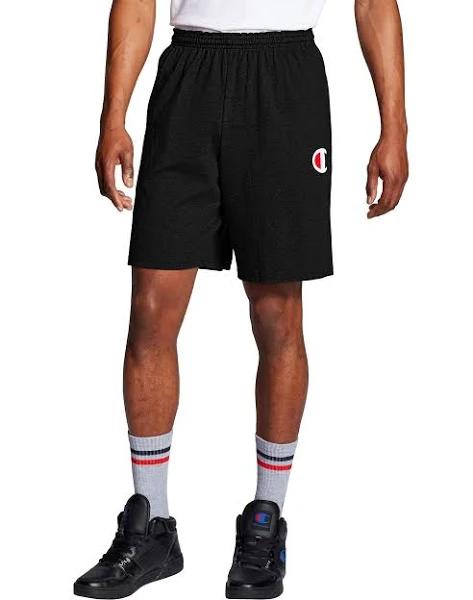 Champion g856h y07689 Men's Classic Jersey Shorts, Big C Logo - Black, 2XL
