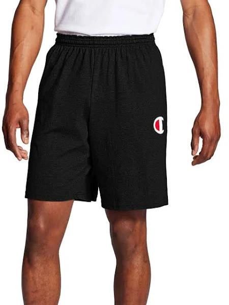 Champion g856h y07689 Men's Classic Jersey Shorts, Big C Logo - Black, L