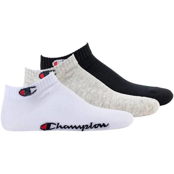 Champion Grey / White / Black 3pk Quarter Socks