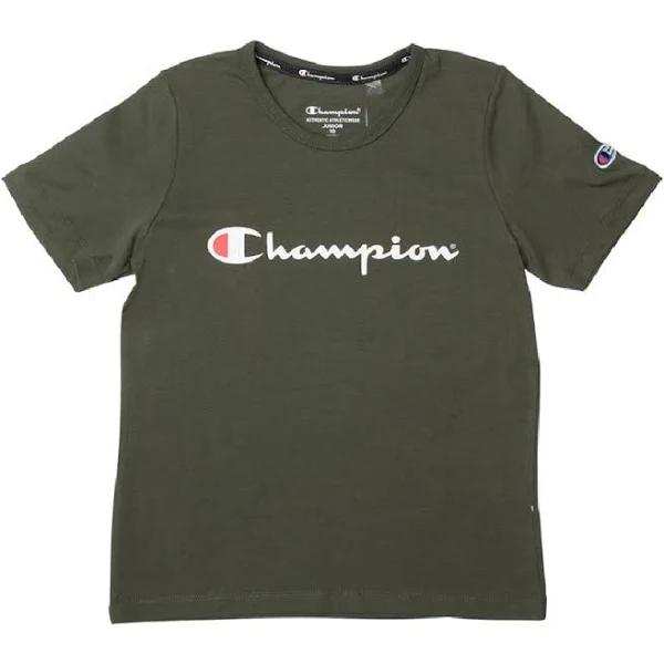 Champion | Kids Script Short Sleeve Tee (Serpentine Green)