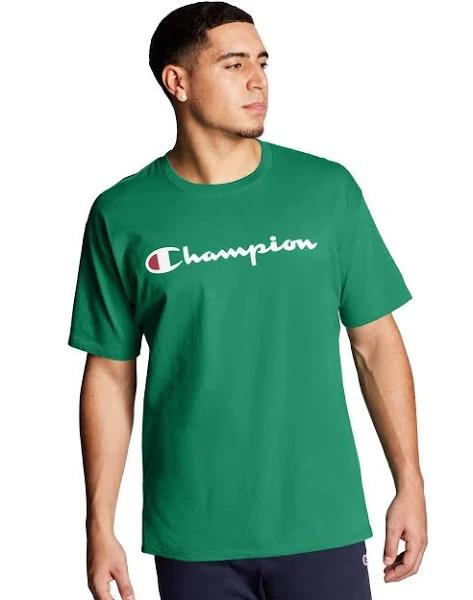 Champion Men's Classic Jersey Tee, Script Logo - Kelly Green, S