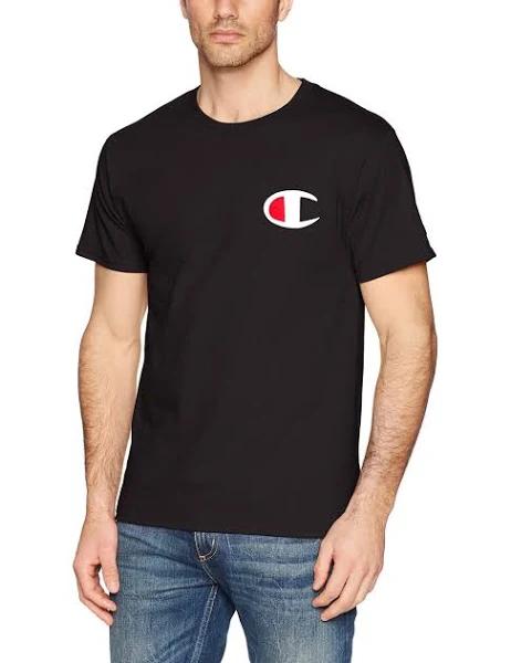 Champion Men's Tee Shirt Black Logo Classic Tee XXL