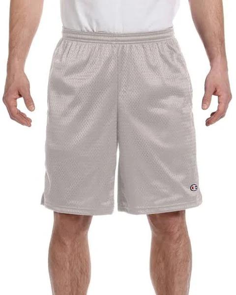 Champion S162 Long Mesh Short With Pockets - Athletic Grey, M