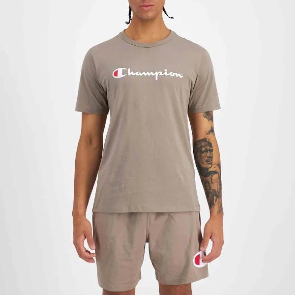 Champion Script Short Sleeve Tee in Beige S
