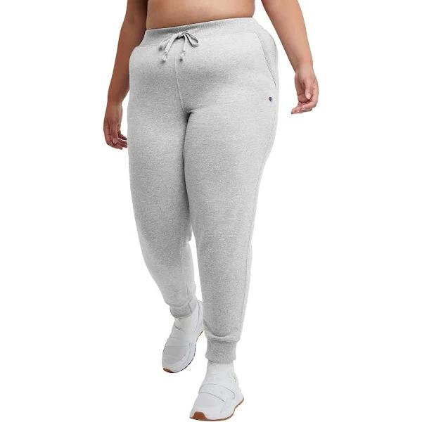 Champion Women's Plus Sweat Pant Oxford Gray Logo Powerblend Drawstring Joggers 2x