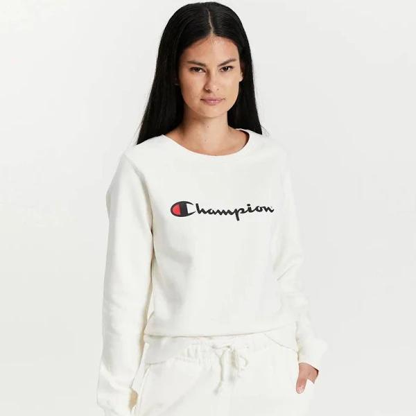 Champion Womens Script Crew, XS / White