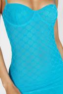 Cherie Mesh Monogram Mini Dress | Aquamarine | MESHKI Mini Dresses | Size S | in Multiple Sizes & Styles | AfterPay Available
