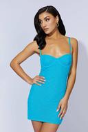 Cherie Mesh Monogram Mini Dress | Aquamarine | MESHKI Mini Dresses | Size S | in Multiple Sizes & Styles | AfterPay Available