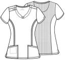 Cherokee 2624a Round Neck Top, 95% Poly 5% Spandex , Infinity - Red, L