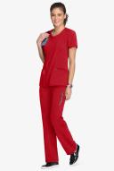 Cherokee 2624a Round Neck Top, 95% Poly 5% Spandex , Infinity - Red, L