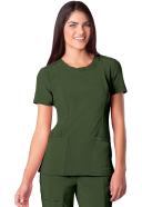 Cherokee 2624a Round Neck Top, 95% Poly 5% Spandex , Infinity - Red, L