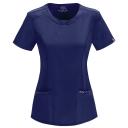 Cherokee 2624a Round Neck Top, 95% Poly 5% Spandex , Infinity - Red, L