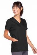 Cherokee 4770 Snap Front V-Neck Top - Black, S