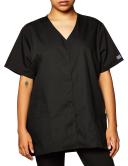 Cherokee 4770 Snap Front V-Neck Top - Black, XXS