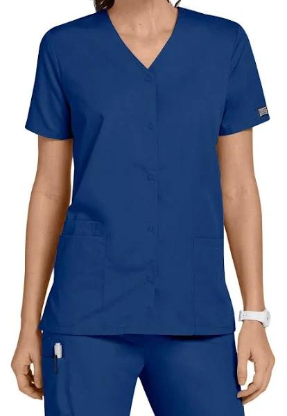 Cherokee 4770 Snap Front V-Neck Top - Galaxy Blue, L