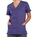 Cherokee 4770 Snap Front V-Neck Top - Grape, M