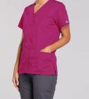 Cherokee 4770 Snap Front V-Neck Top - Grey, M