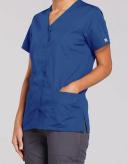 Cherokee 4770 Snap Front V-Neck Top - Grey, M