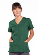 Cherokee 4770 Snap Front V-Neck Top - Hunter, 5XL