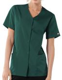 Cherokee 4770 Snap Front V-Neck Top - Hunter, S